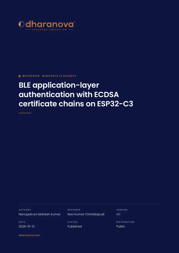 The paper's cover: BLE application-layer authentication with ECDSA certificate chains on ESP32-C3