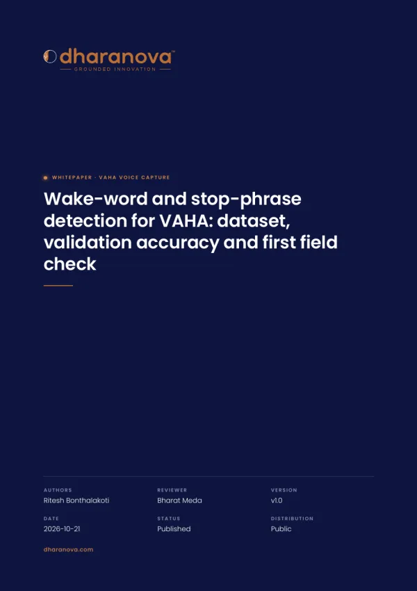 The paper's cover: Wake-word and stop-phrase detection for VAHA: dataset, validation accuracy and first field check